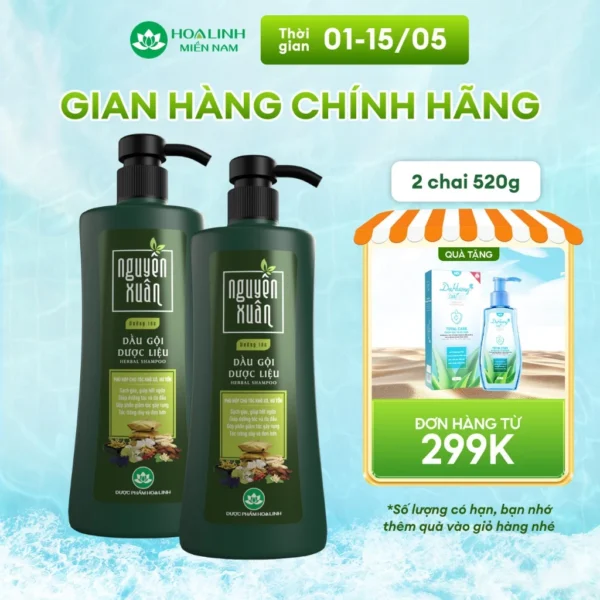 Combo 2 chai Dầu gội dược liệu Nguyên Xuân dưỡng tóc 520g/chai